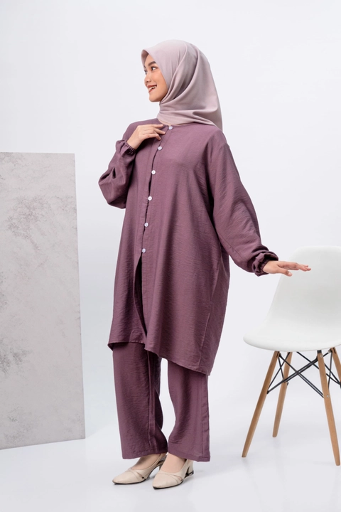 Setelan Pants Long Tunic - Annika Polo Linen
